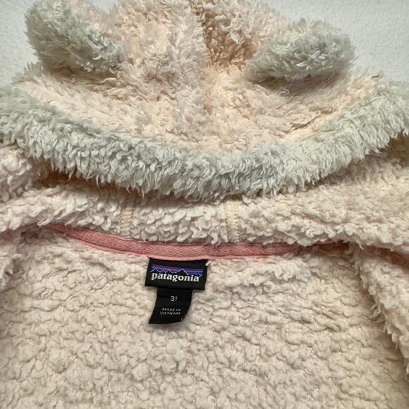 Patagonia Baby Toddler 3T Furry Friends Fleece Hoodie Toddler Bear Cub Ears - Picture 5 of 7